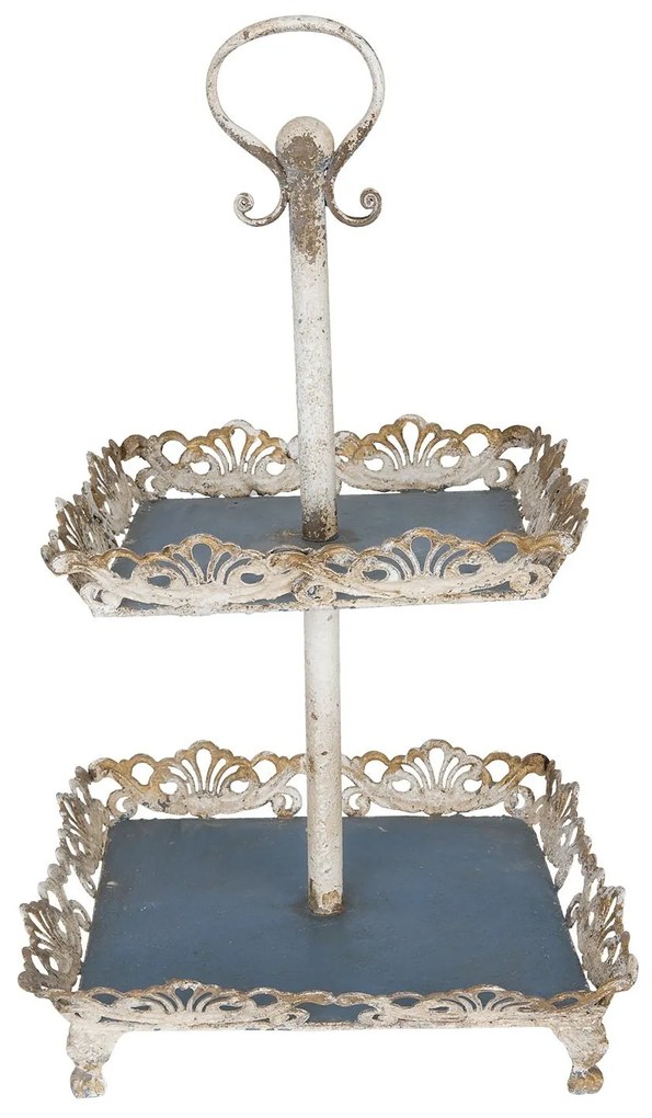 Kovový etažér štvorcový s patinou - 37 * 37 * 62 cm