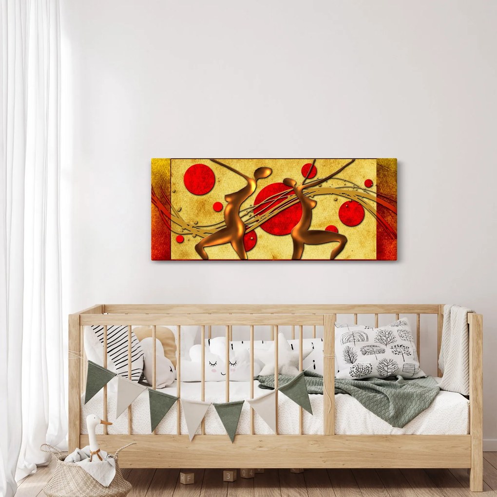 Abstraktný obraz s dvoma ženami (120x50 cm)
