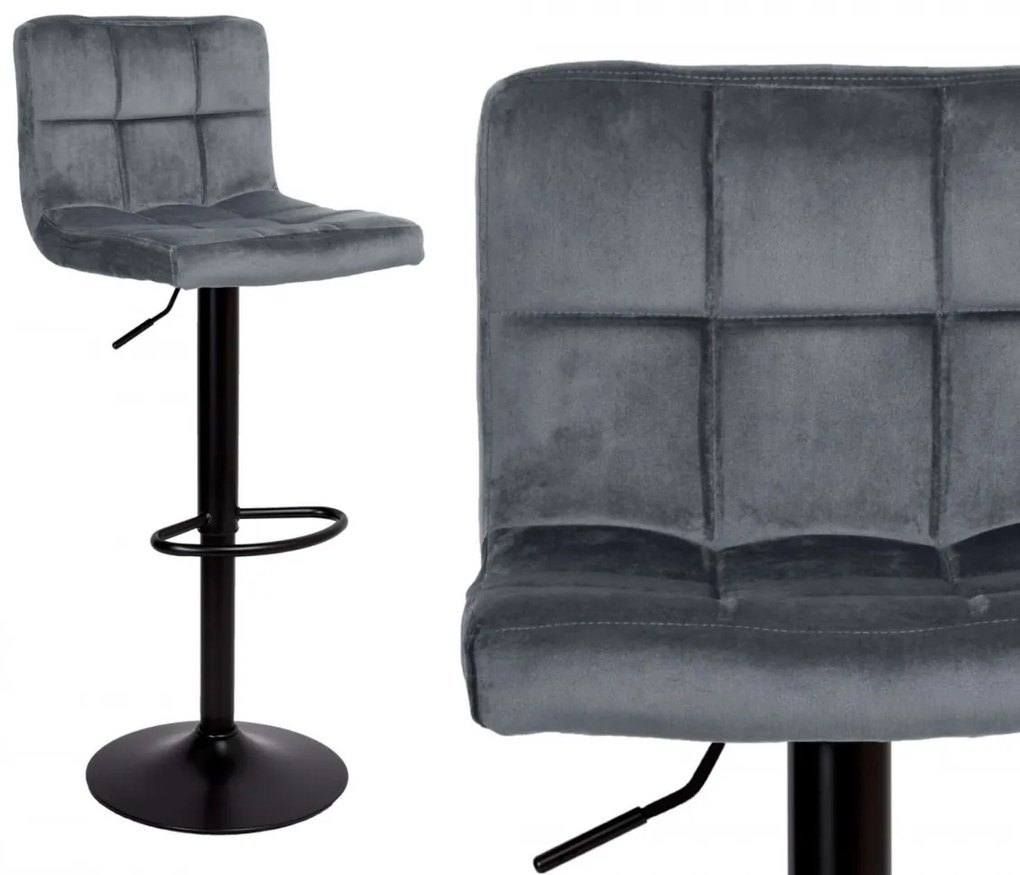 Barová stolička ARAKO II zamat sivá