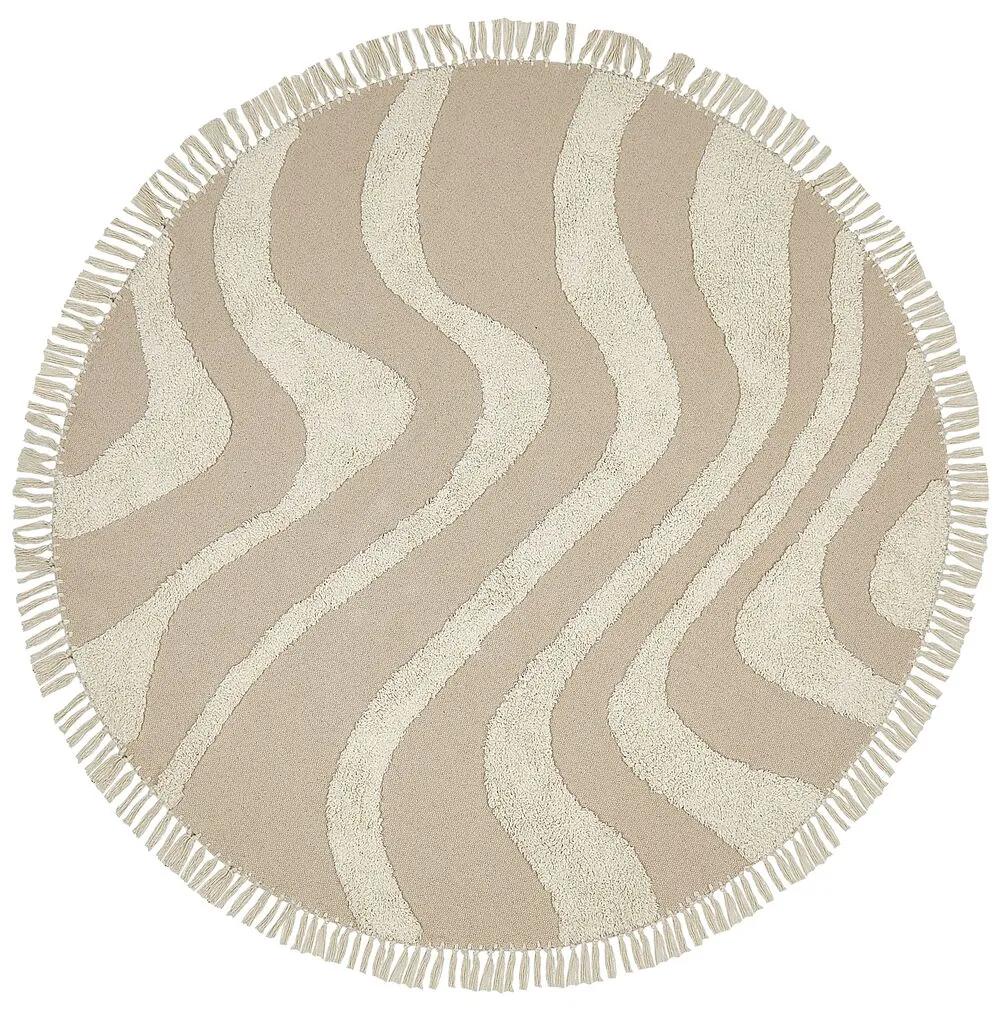 Okrúhly bavlnený koberec ⌀ 140 cm béžový ARTMAK Beliani