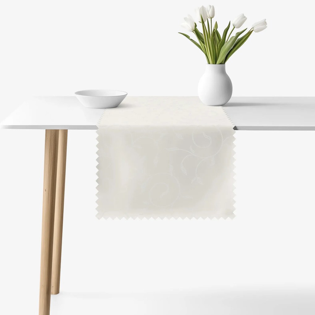 Goldea sviatočný behúň na stôl teflónový - smotanový s veľkými ornamentmi 50x140 cm