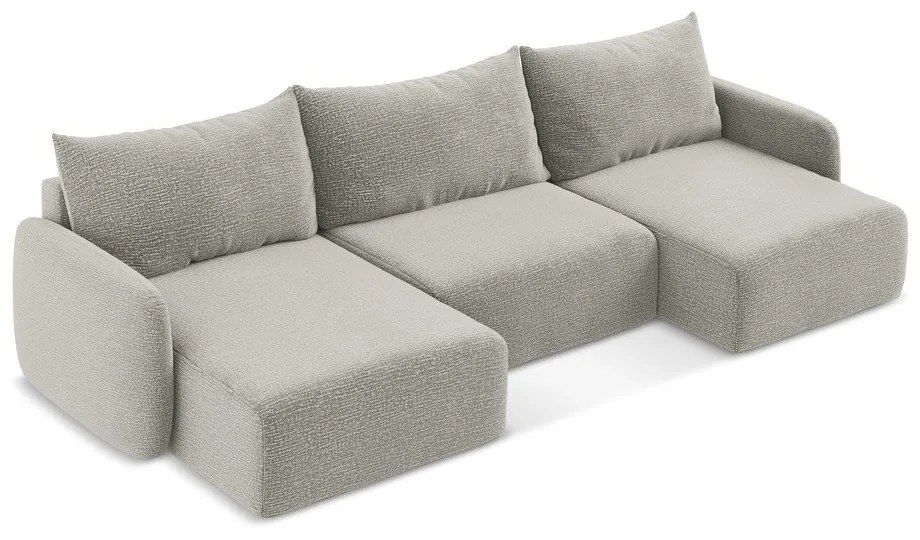 Svetlosivá rozkladacia/s úložným priestorom rohová pohovka Kalena – Makamii