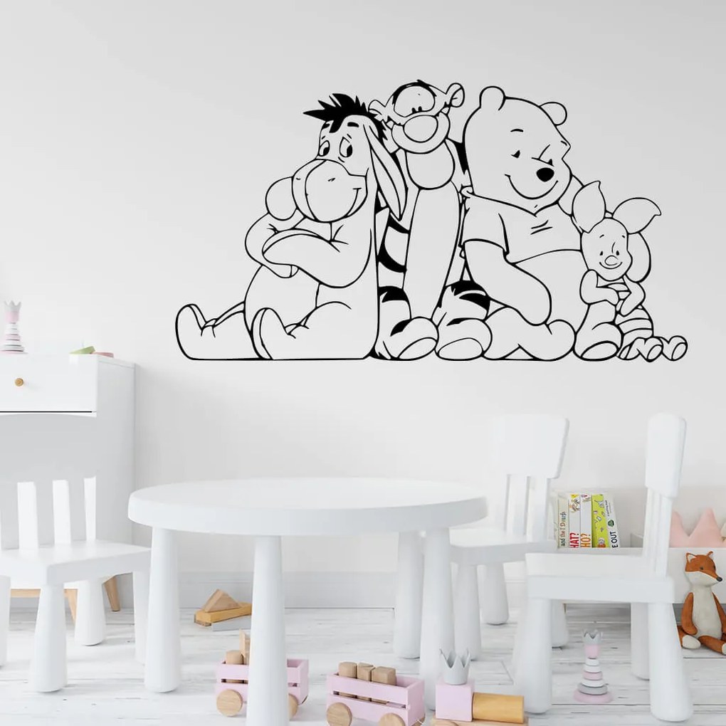 Veselá Stena Samolepka Macko Pú a kamaráti Farba: hnědá, Veľkosť: 60 x 33 cm