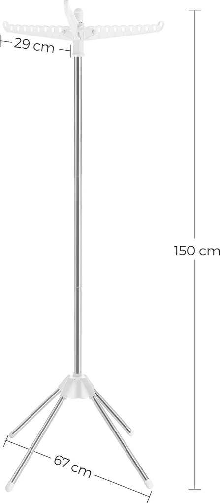 Sušiak na bielizeň, s 3 otočnými ramenami, na 27 ks oblečenia, výška 151,5 cm, biely