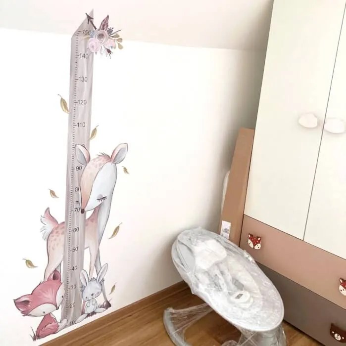 Lesné zvieratká - nálepka meter na stenu pre deti