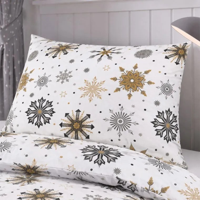 Flanelové posteľné obliečky Snehové ornamenty jednolôžko