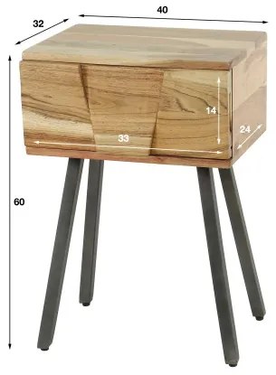 Nočný stolík 21-16 Demn Drevo Acacia - Komfort-nábytok