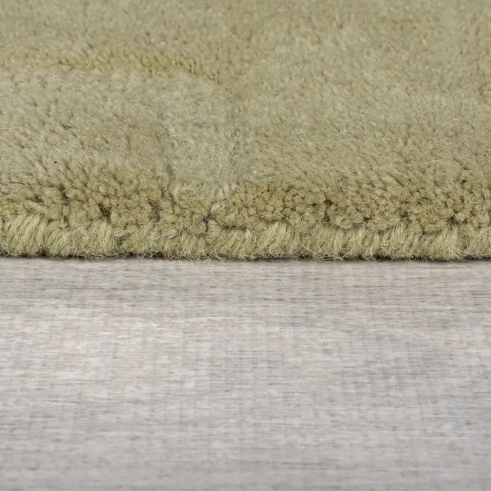 Kaki ručne tkaný vlnený okrúhly koberec ø 160 cm Mesmerise Sage – Flair Rugs