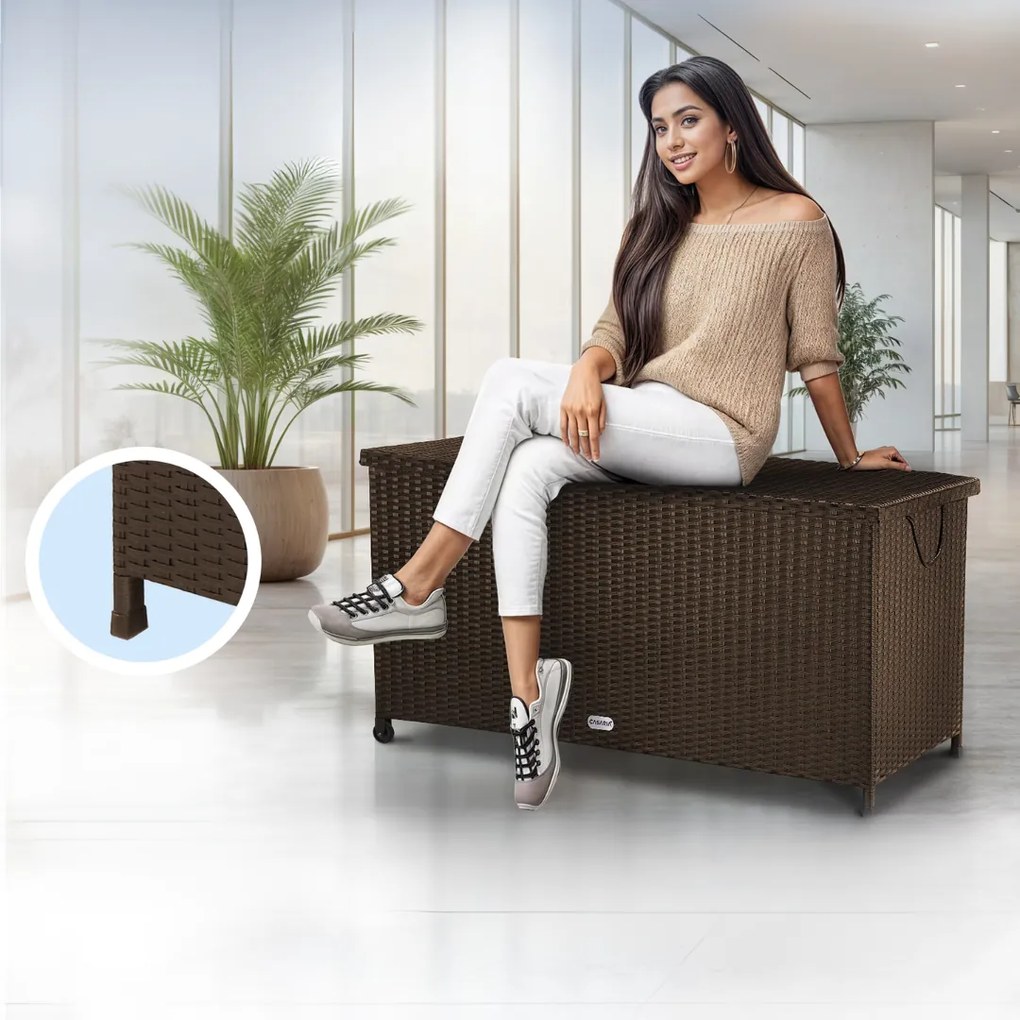 Casaria Polyratanový úložný box RICCO, 122x56 61cm, hnedá