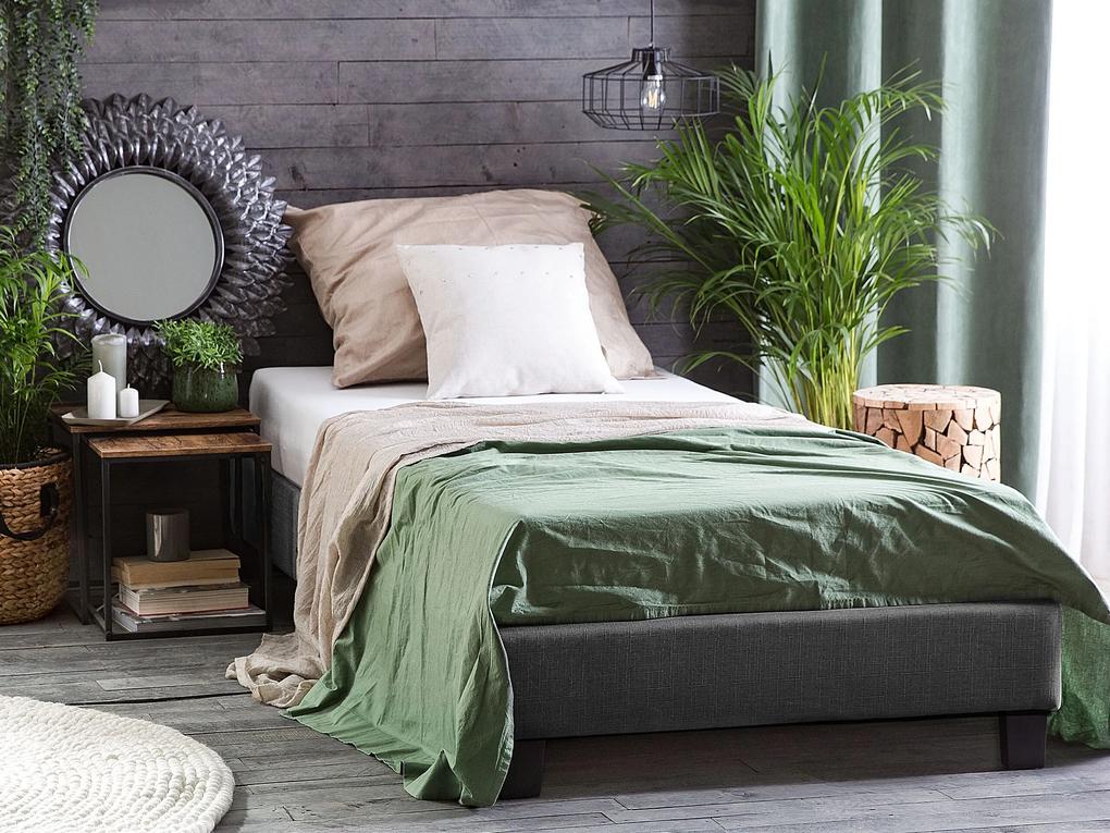 Sivá čalúnená posteľ 90 x 200 cm ROANNE Beliani