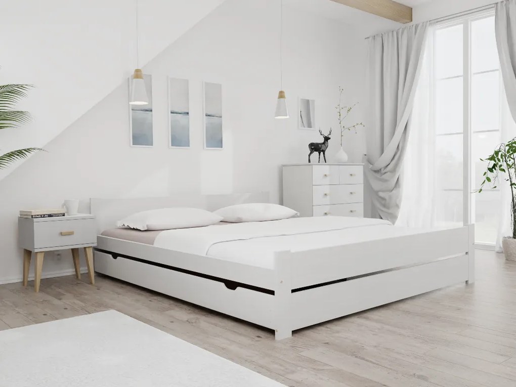 Posteľ IKAROS DOUBLE 180 x 200 cm, biela Rošt: S lamelovým roštom, Matrac: Matrac Coco Maxi 20 cm
