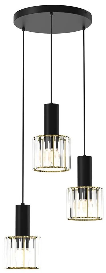 Luster na lanku CRISTAL 3xE27/60W/230V čierna