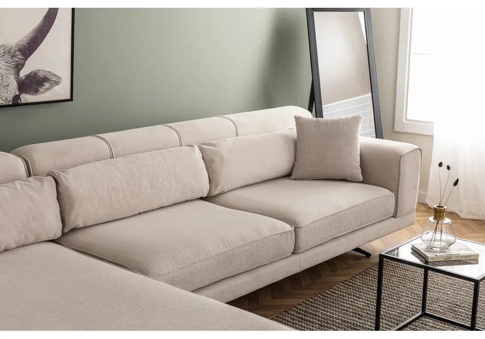 Svetlobéžová rohová pohovka Artie Jivago, ľavý roh