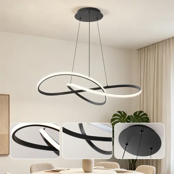 Brilagi - LED stmievateľný luster na lanku INFINITY LED/80W/230V 80x80 cm čierny + diaľkové ovládanie
