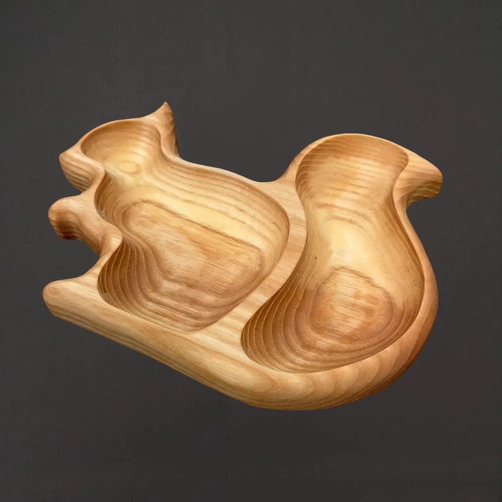 AMADEA Drevená miska v tvare veveričky, masívne drevo, veľkosť 20 cm