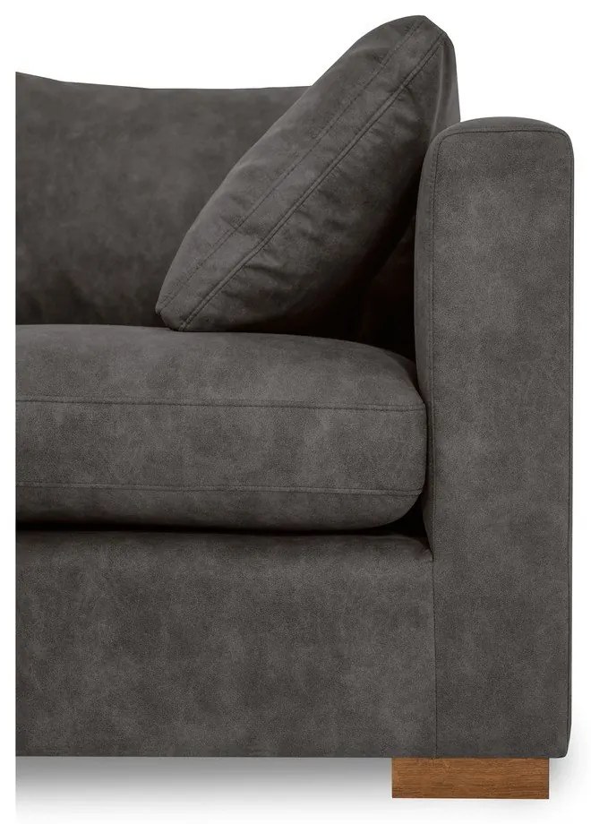 Antracitová rohová pohovka z imitácie kože (ľavý roh) Hamburg – Scandic