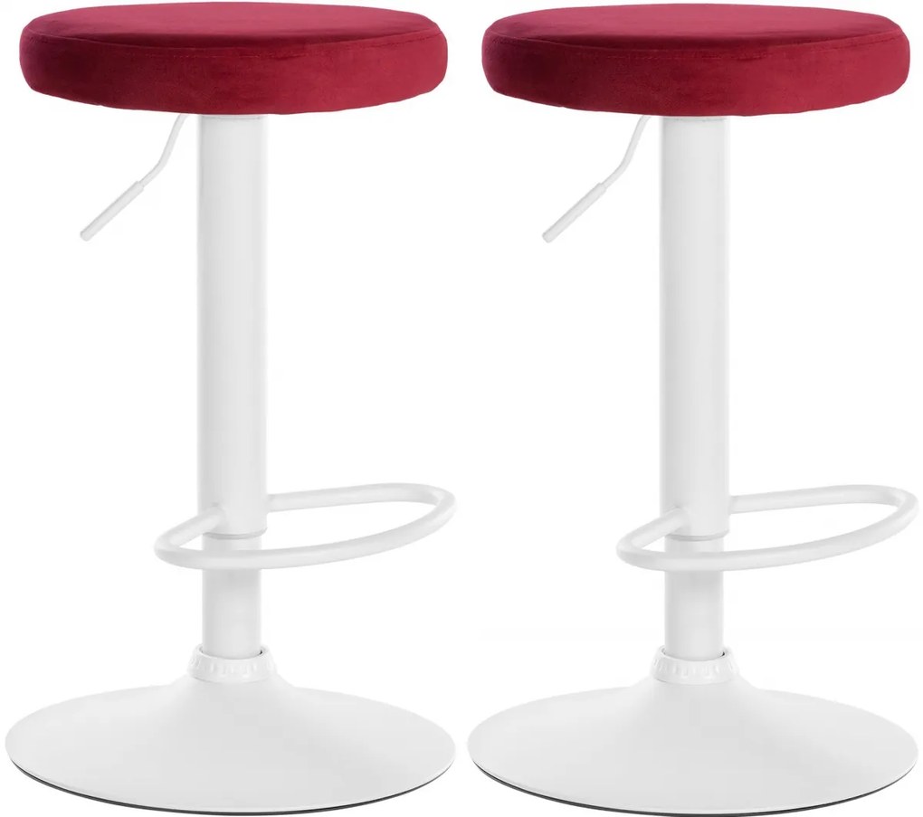 2x Barová stolička Ponte - zamat, biely rám Červená