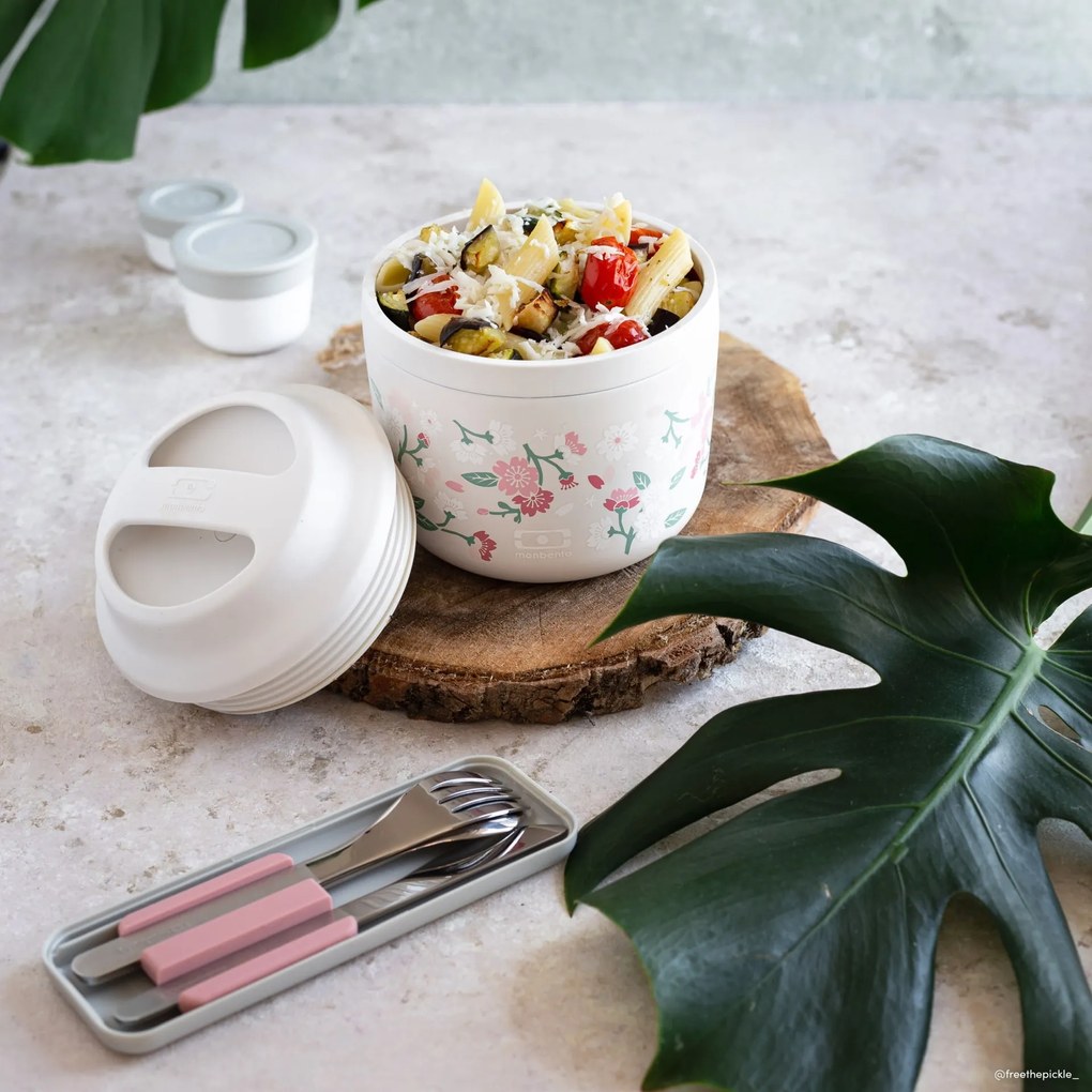 monbento Nehrdzavejúca sada príborov Monbento Slim Box Pink Moka