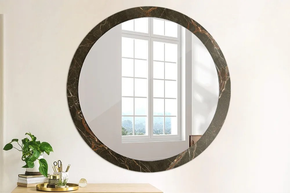 Okrúhle zrkadlo s potlačou Hnedý mramor fi 100 cm