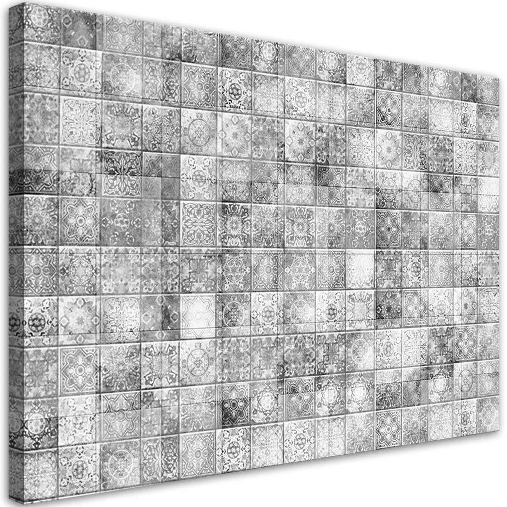 Obraz na plátně, Orientální mozaika na šedých dlaždicích - 60x40 cm