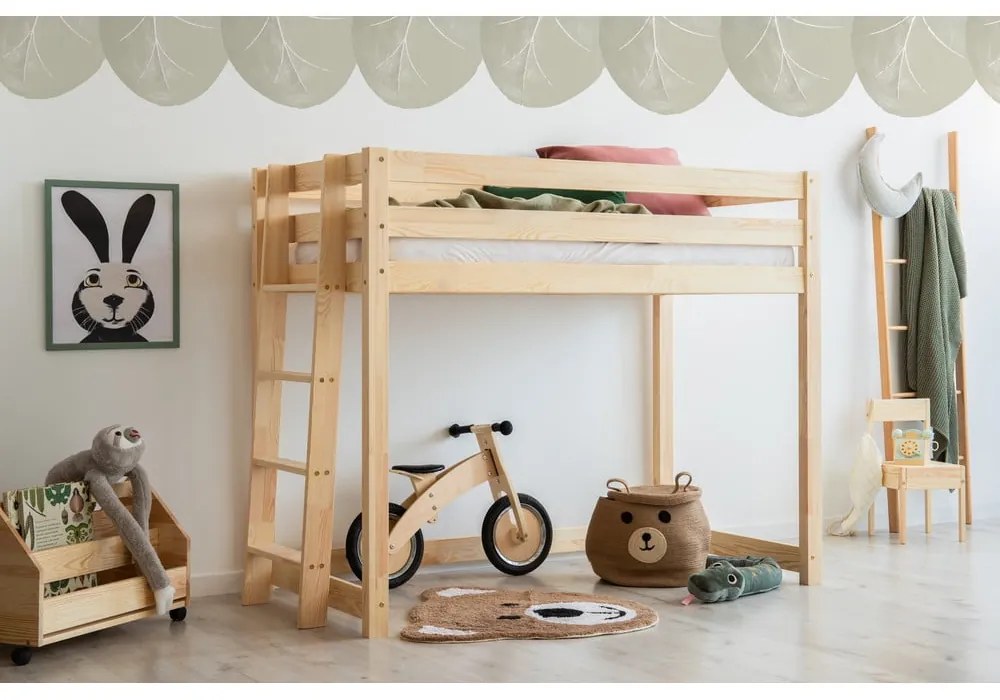 Vyvýšená detská posteľ z borovicového dreva 90x190 cm CLPBA - Adeko