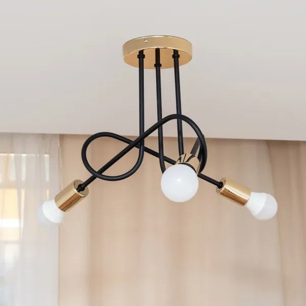 Prisadený luster OXFORD 3xE27/15W/230V zlatá/čierna