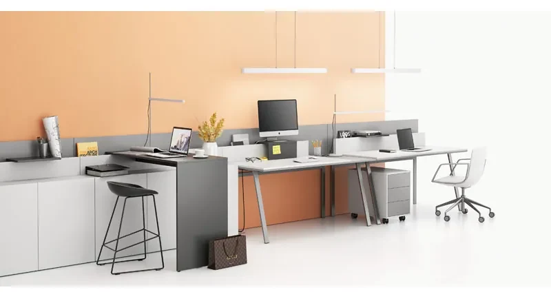 PLAN Kancelárska komoda LAYERS, 3 zásuvky, pevná podnož, biela / sivá