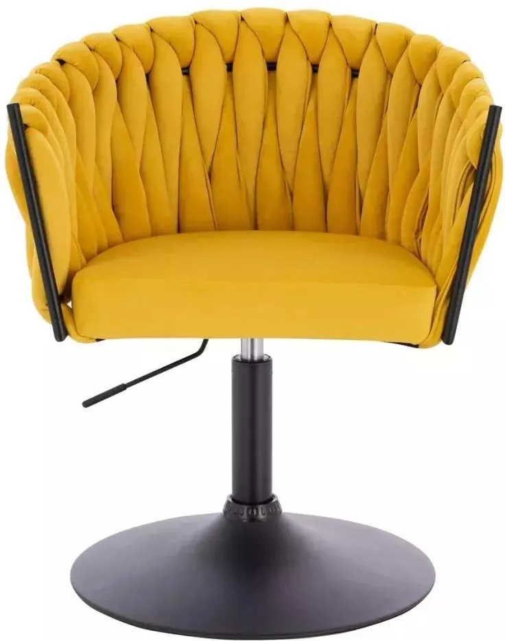 LuxuryForm DESIGN Stolička NORDEN VELUR na čiernom tanieri - žltá