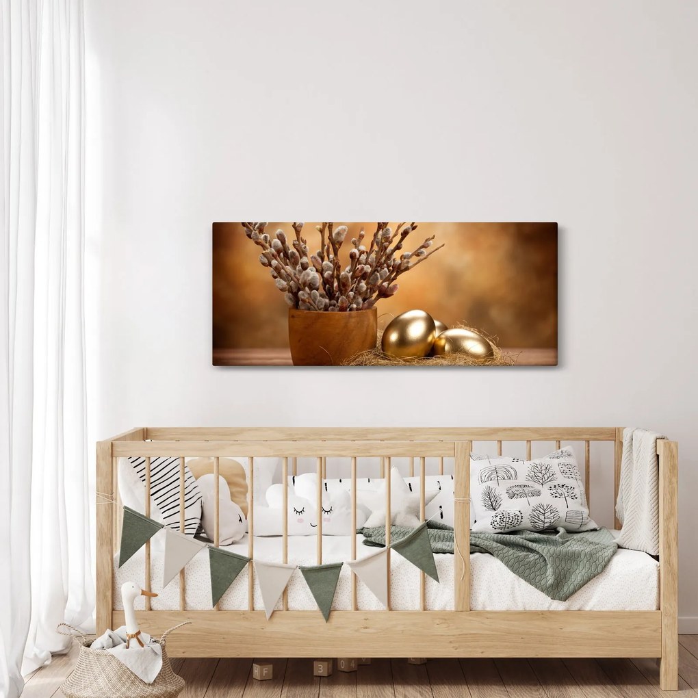 Obraz vajec a mačičiek (120x50 cm)