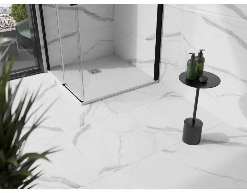 Mexen Stone+, štvorcová vanička z minerálneho kompozitu 90 x 90 cm, biela, 44109090