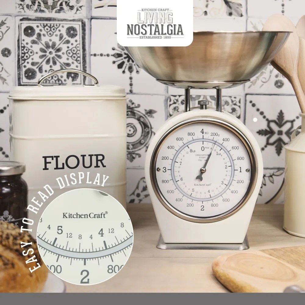 Krémovobiela kuchynská váha Kitchen Craft Living Nostalgia, nosnosť 4 kg