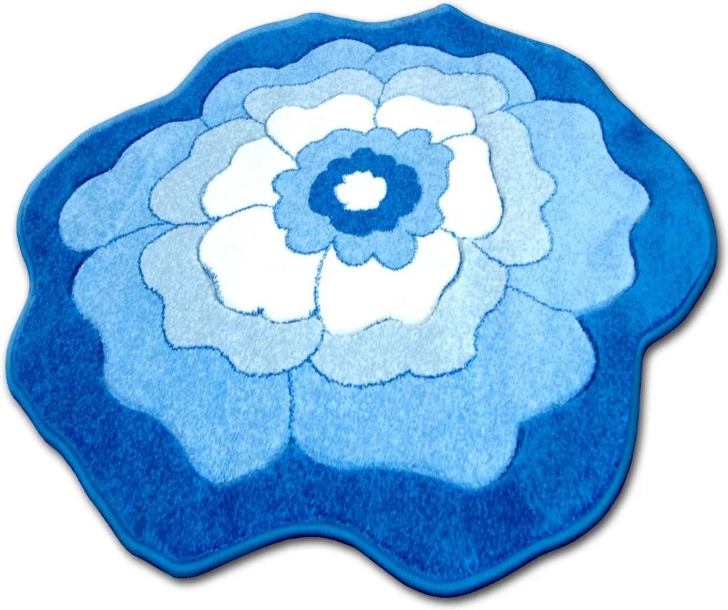 3kraft Detský guľatý koberec HAPPY FLOWER modrý