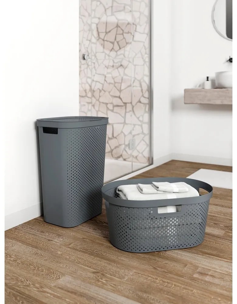 Sivý kôš na bielizeň Curver Infinity Hamper, 40 l