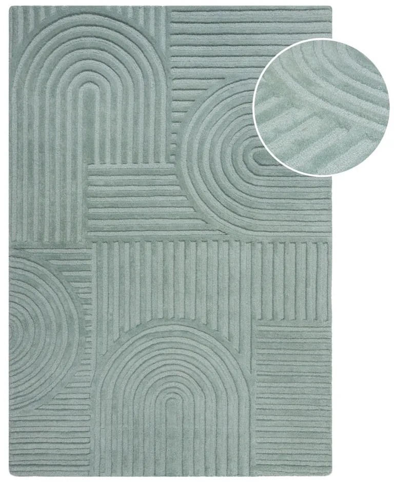 Tyrkysovomodrý vlnený koberec Flair Rugs Zen Garden, 120 x 170 cm