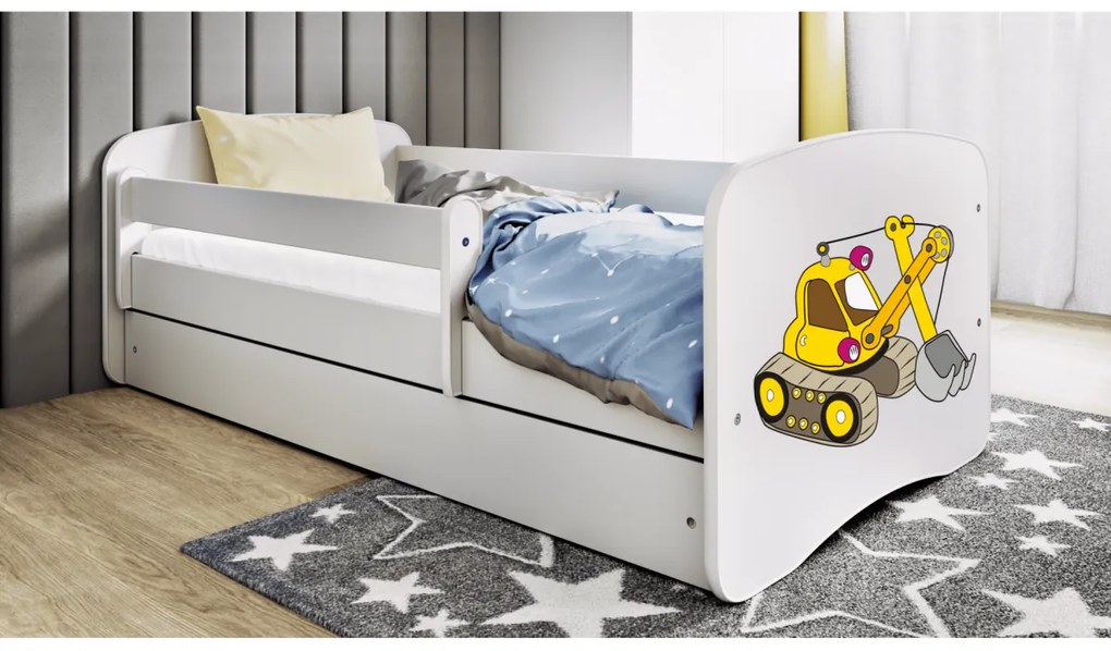 Detská postieľka Babydreams bagrík biela