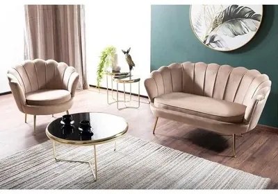 Dvoumístná pohovka Camellia samet starorůžová