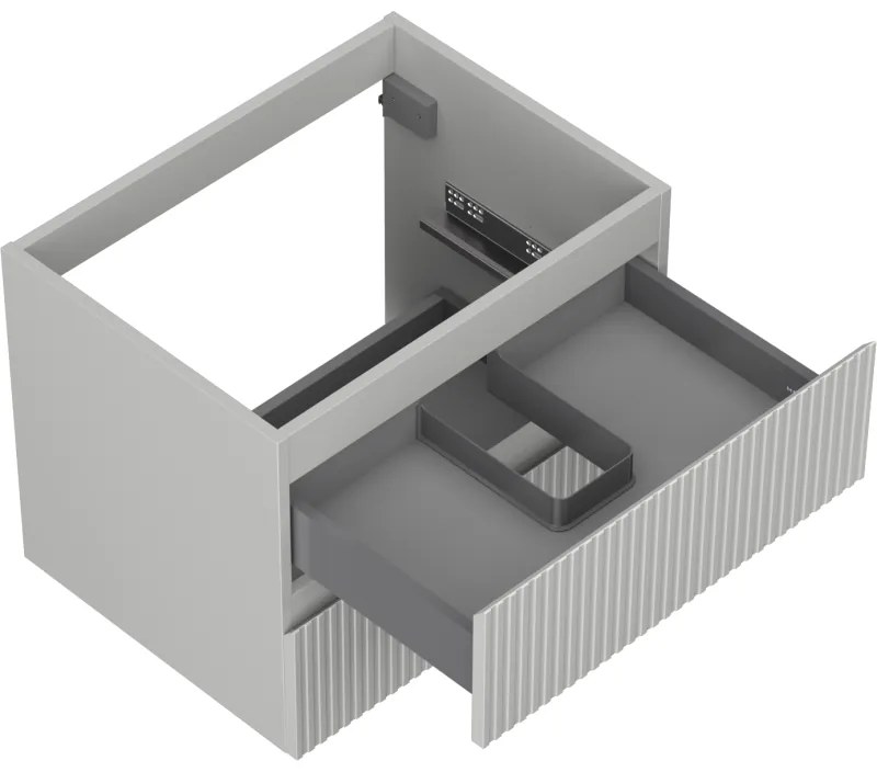 Mexen Rivel, kúpeľňová skrinka 60 cm, 2 zásuvky, drážkovaná, matná sivá, 91A20-06047-2-BFF62