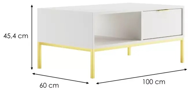 Konferenční stolek Austin 100 cm bílá/zlatá