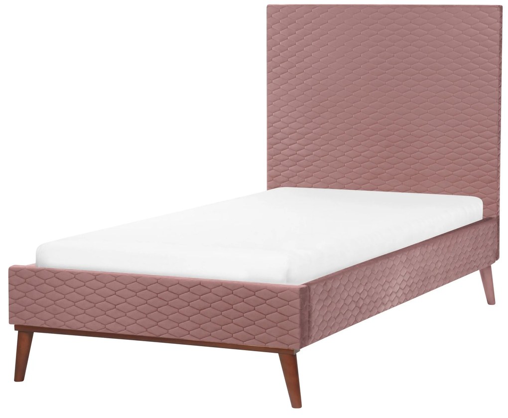 Zamatová posteľ 90 x 200 cm ružová BAYONNE Beliani