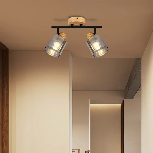 Brilagi - Bodové svietidlo HYGGE 2xE14/15W/230V drevené/dymové