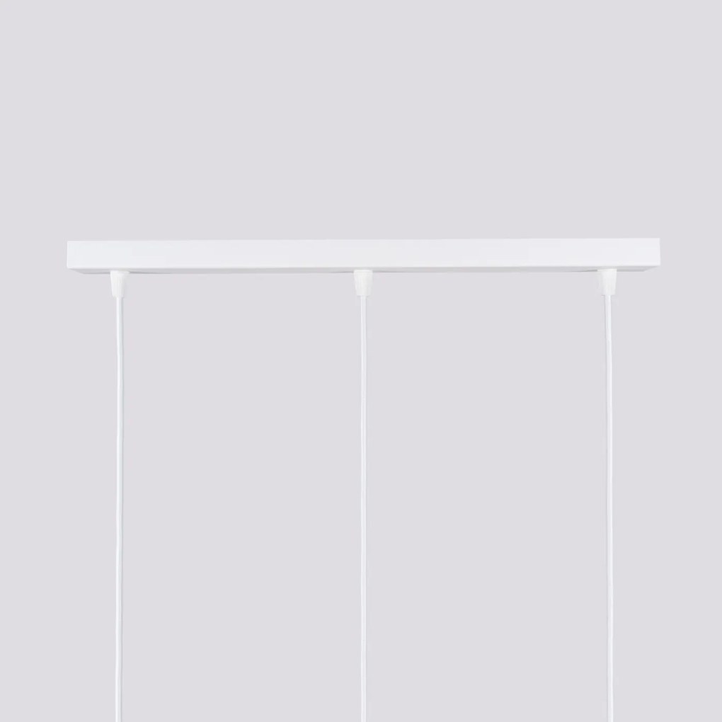 Závesné svietidlo Karbon, 3x biele kovové tienidlo