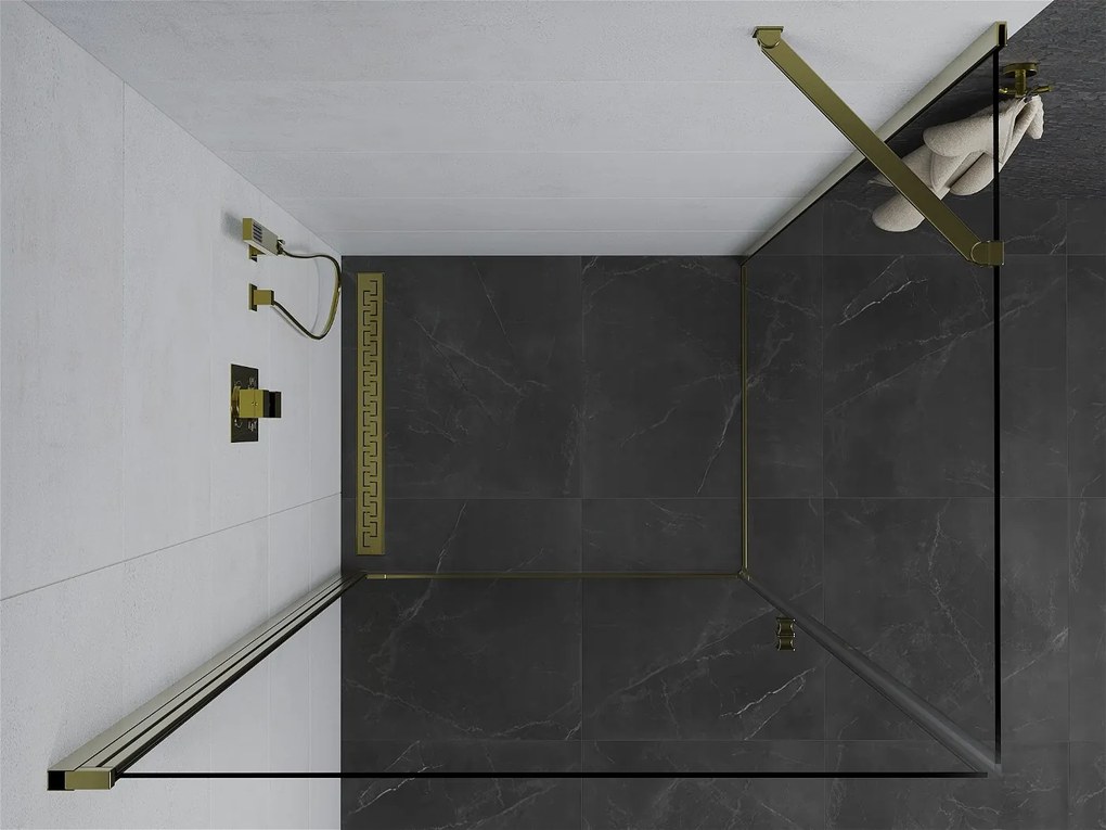 Mexen Pretoria, sprchovací kút 100 (dvere) x 80 (stena) cm, 6mm číre sklo, zlatý profil, 852-100-080-50-00