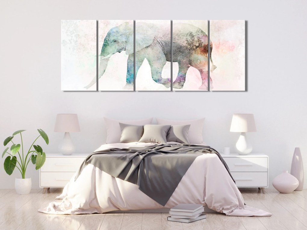 Artgeist Obraz - Painted Elephant (5 Parts) Narrow Veľkosť: 100x40, Verzia: Premium Print