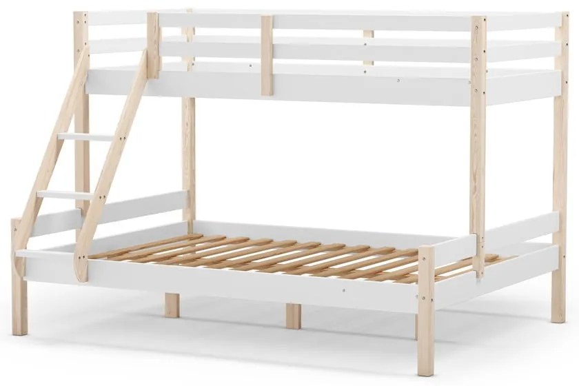 Biela poschodová detská posteľ z borovicového dreva 90x190/140x190 cm Livia – Marckeric