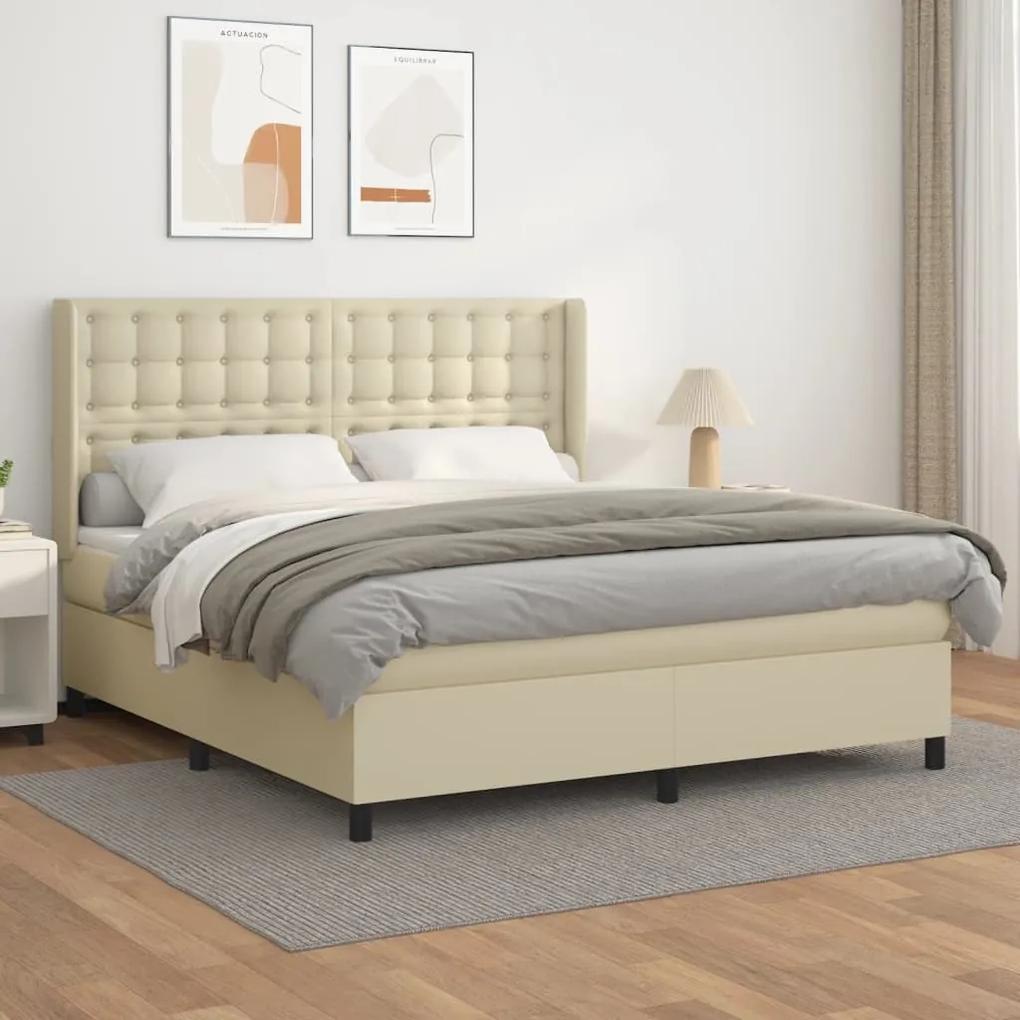 Boxspring posteľ s matracom krémová 180x200 cm umelá koža 3132515