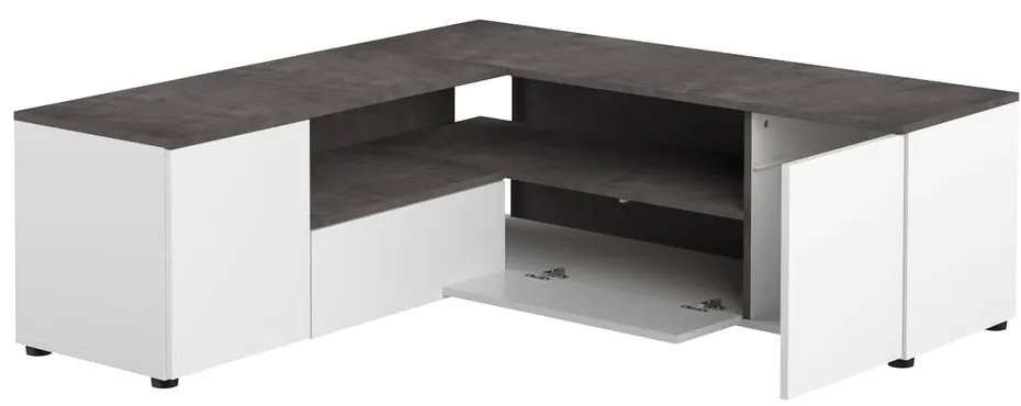 Sivo-biely TV stolík v dekore betónu 130x46 cm Angle – TemaHome