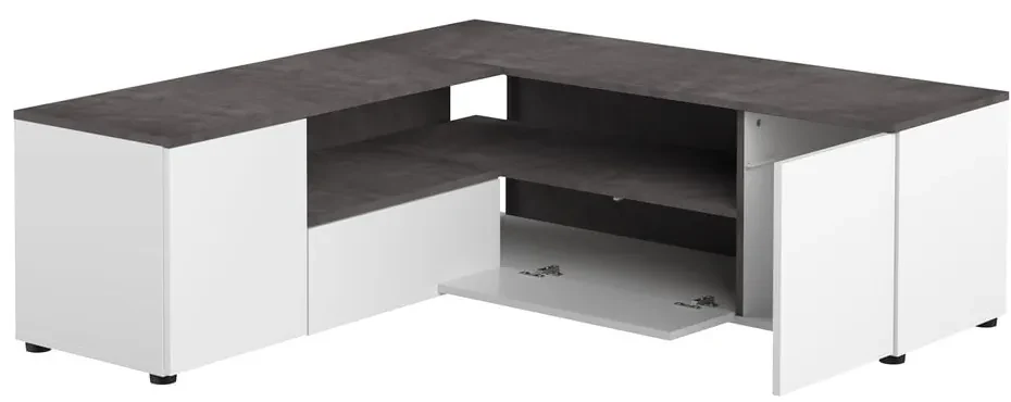 Sivo-biely TV stolík v dekore betónu 130x46 cm Angle – TemaHome