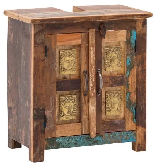 furniture-nabytek.cz - Masívna skrinka umývadla Sumana z recyklovaného dreva, lakovaná, hnedá – 52×30×60 cm