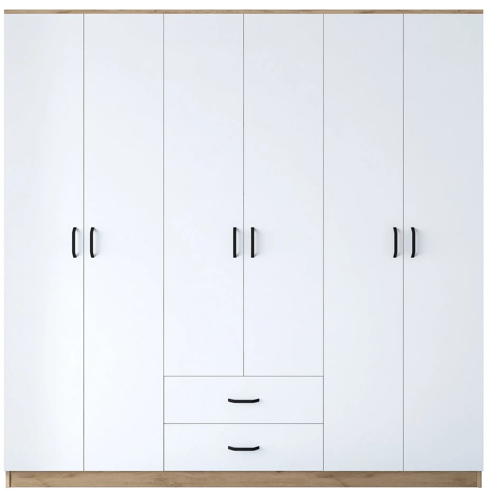 Šatní skříň BA 111 210 cm ořech/bílá