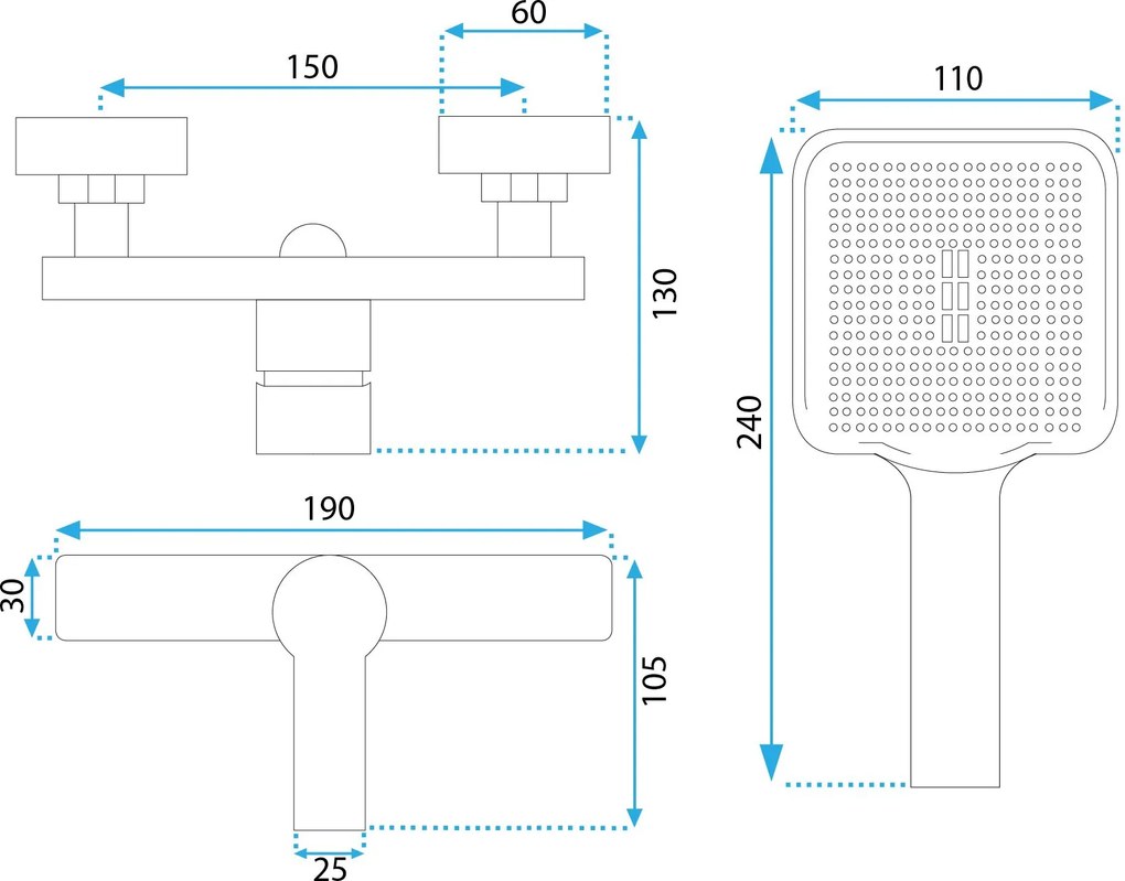 Rea Argus, sprchová batéria s ručnou bodovou sprchovou súpravou, čierna matná, REA-B6406